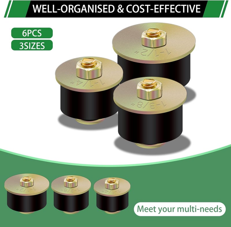 Japtend 6pcs Expandable Freeze Rubber Plugs, 3 Sizes Automotive Rubber Expansion Freeze Plugs Fit Hole 1-1/4" 1-3/8" 1-1/2" (31mm - 41mm) - Image 4
